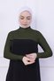 Turtleneck Neck Collar Oversleeve Khaki Green - Lycra Stand Collar Women's Body Hijab Crop Bolero - 6