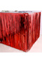 Red Metallized Tassel Table Skirt Bright and Eye-Catching Birthday Table and Party Decor - 3