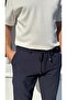 Men's Side Pockets Elastic Waist Lace-Up Comfortable Fit Fabric Relaxed Pants - 4