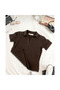 Women's Polo Neck Ribbed Camisole Short Sleeve T-Shirt - 2