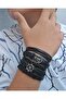 Sailor Combination Helm Anchor Figured Black Genuine Leather Bracelet 5 Pieces - 3