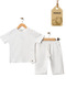 Girl Boy Basic Tshirt Capri - Summer Bottom Top Children's Set (Set of 3 Lilac White Fuchsia) - 4