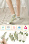 4 Pairs of Women's Cactus Patterned Short Booties Socks – Colorful and Cotton - 3