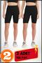 Women's Short Black Shorts Leggings 2 Pack Lycra High Waist Gathering Seasonal Biker 21070 - 4