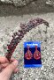 Alejandro Burgundy Bridal Henna Crown Special Occasion Accessory Women's Crown and Drop Shuttle Earring Set - 3