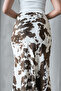 Summer Tie-Dye Pattern Elastic Waist Viscose Satin Fabric Midi Length Skirt - Tie-Dye on Beige Floor - 7