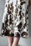 Summer Tie-Dye Pattern Elastic Waist Viscose Satin Fabric Midi Length Skirt - Tie-Dye on Beige Floor - 5