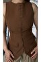 Buttoned Double Fabric Brown/Burgundy Vest - 2