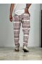 Men's Burgundy Ethnic Motif Relaxed Fit Linen Trousers Coc2228 - 3