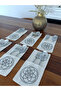 Spoon Holder Service Presentation 6 Pieces Flower of Life Gold Embroidered Design Cutlery Case - 4