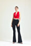 Women's Black Flare Leg Diving Fabric High Waist Lycra Combination Tights Trousers - 5