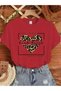 Women's Free Spirit Printed Red Smoked T-Shirt Oversize Loose - 2