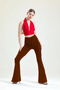 Women's Brown Flared Leg Diver Fabric High Waist Lycra Tummy Control Leggings Pants - 3