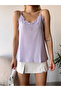 Women's Purple Lace Collar Adjustable Rope Strap Blouse - 4