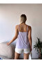 Women's Purple Lace Collar Adjustable Rope Strap Blouse - 6