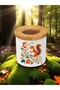 Squirrel and Flower Printed 3-Piece Wooden Ceramic Desktop Pen Holder Pencil Case Office Gift - 2