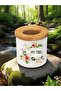 Caravan and Flower Printed 3-Piece Wooden Ceramic Desktop Pen Holder Pencil Case Office Gift - 3
