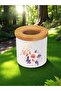 Moon and Flower Printed 3-Piece Wooden Ceramic Desktop Pen Holder Pencil Case Office Gift - 2