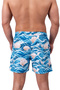 Bronz Ocean Wave Men's Swim Shorts Quick Dry Aquadry Fabric, Blue Shades, Zipper Pocket XL - 4