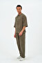 100% Cotton Muslin Fabric Fakir Sleeve Lapel Khaki Green Oversize Shirt - 4