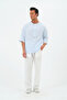 100% Cotton Natural Muslin Oversize Placket Collar Baby Blue Shirt Fakir Sleeve - 6