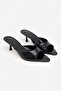 Promise Black Raschel Rustic Patterned Pointed Toe Women's Thin Heeled Slippers - 4