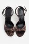 Charms Leopard Satin Ankle Belt Detailed Women's Thin Heeled Shoes - 7