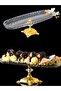 Set of 2 Glass Boat Plates 40 *14 Breakfast Presentation Plate Serving Plate Footed Metal Butterfly