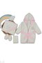 Be Happy Flower Embroidered Organic Newborn Baby Girl Towel Bathrobe Set Organic - Baby Birth Gift - 3