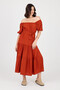 Midi Length Dress with Elastic Shoulders and Waist - 6