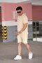 Men's Cotton Owersize Printed Waist Tie Zipper Pocket Shorts Suit - 2