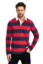 Men's Navy Blue Claret Red Striped Polo Collar Sweatshirt - 6