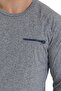 Crew Neck Basic Zippered Pocket Long Sleeve T-Shirt - 6