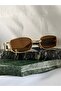 Vintage Rectangle Gold Brown Women Sunglasses - 2