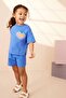 Girl's 100% Cotton Heart Patterned Embroidered Short Sleeve Shorts Set