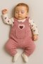 Heart Baby Girl Jumpsuit 3-Piece Jumpsuit Set – Sleeved Bodysuit, Pocket Jumpsuit and Socks |   3-6-9 Months Baby Clothes - 4
