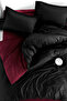 Fitted Sheet Duvet Cover Set Single Burgundy - Black