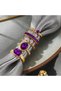 5 Pieces Gold Color Zircon Purple Stone Joint Ring Set Vip Enamel Multiple Combination Women's Ring Set-102 - 4