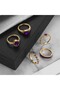 5 Pieces Gold Color Zircon Purple Stone Joint Ring Set Vip Enamel Multiple Combination Women's Ring Set-102 - 6