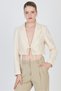 Natural Linen Look 100% Cotton Tie Detail Crop Blazer Jacket 7070 - 2