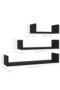 Wall Display Shelf 3 pcs Black Engineered Wood - 5