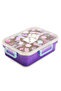 3 Compartment Stainless Steel bento Lunch Box, 800ml - Floral Purple