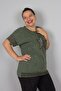 Plus Size Star Sequin Embroidered Washable Khaki Cotton Blouse – Sparkling and Comfortable Design - 4