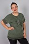 Plus Size Star Sequin Embroidered Washable Khaki Cotton Blouse – Sparkling and Comfortable Design - 2