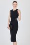 Rochie midi neagră detaliu la curea 251636 - 3