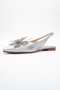 Oriol Silver Skin Butterfly Stone Pointed Toe Open Back Women's Ballerina Shoes - 4