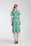 Green Floral Print Short Sleeve Floor Skirt Full Length Button up Women's Dress - 4