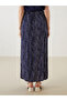 Lcw Grace Indigo Women's Elastic Waist Patterned Skirt - 4