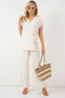 Women's Short Sleeve Lace-Up Ayrobin Double Suit 6741 - Cream