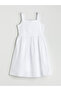 White Square Neck Girl's Dress - 4